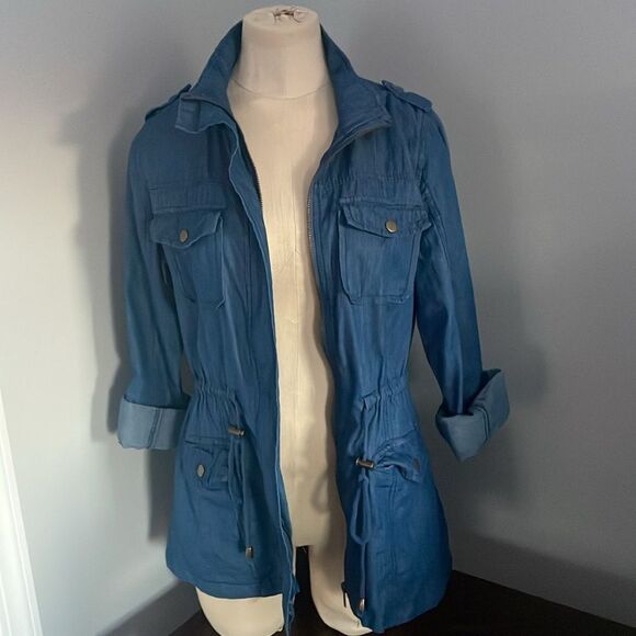 Chocolate Utility Style Denim Jacket Size M - Picture 1 of 15